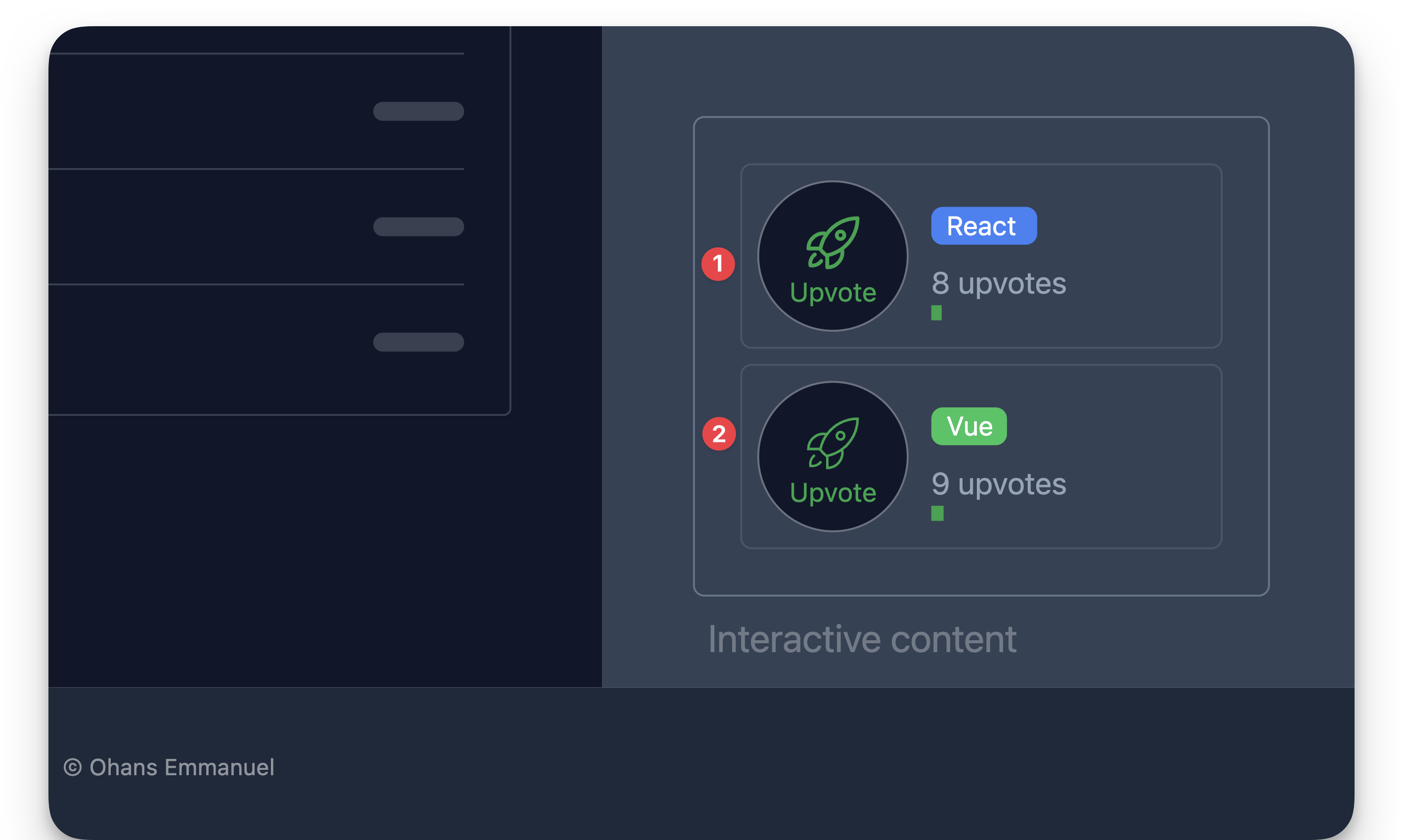 The React and Vue component rendered in a single Astro page Route.